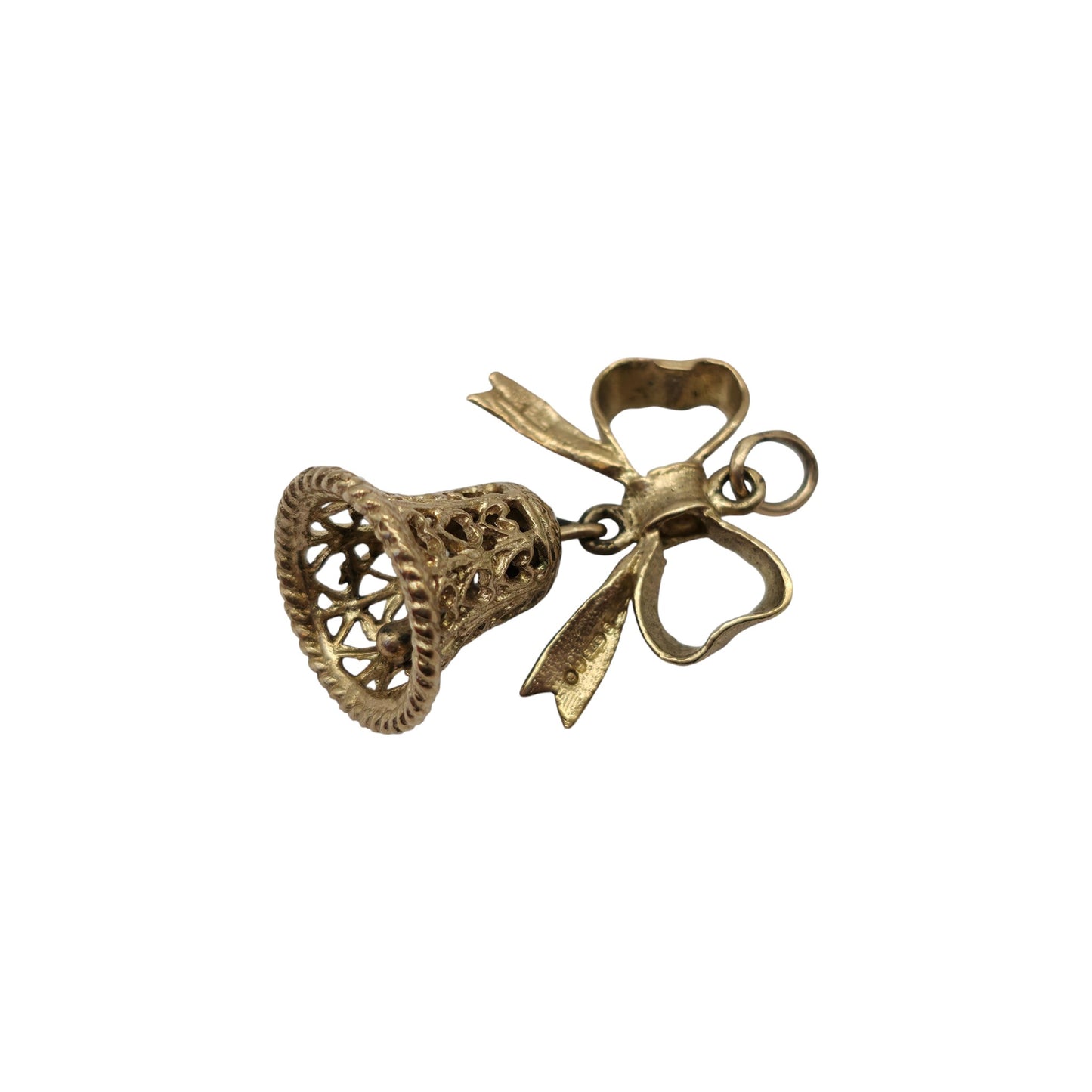 9ct 375 Yellow Gold Wedding Bell Charm 1974 L 2.2 cm 2.9 g.