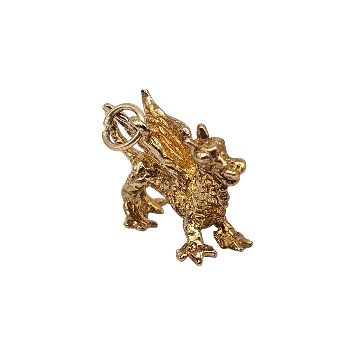 9ct 375 Yellow Gold Welsh Dragon Charm 1978 L 2.0 cm 4.7 g.