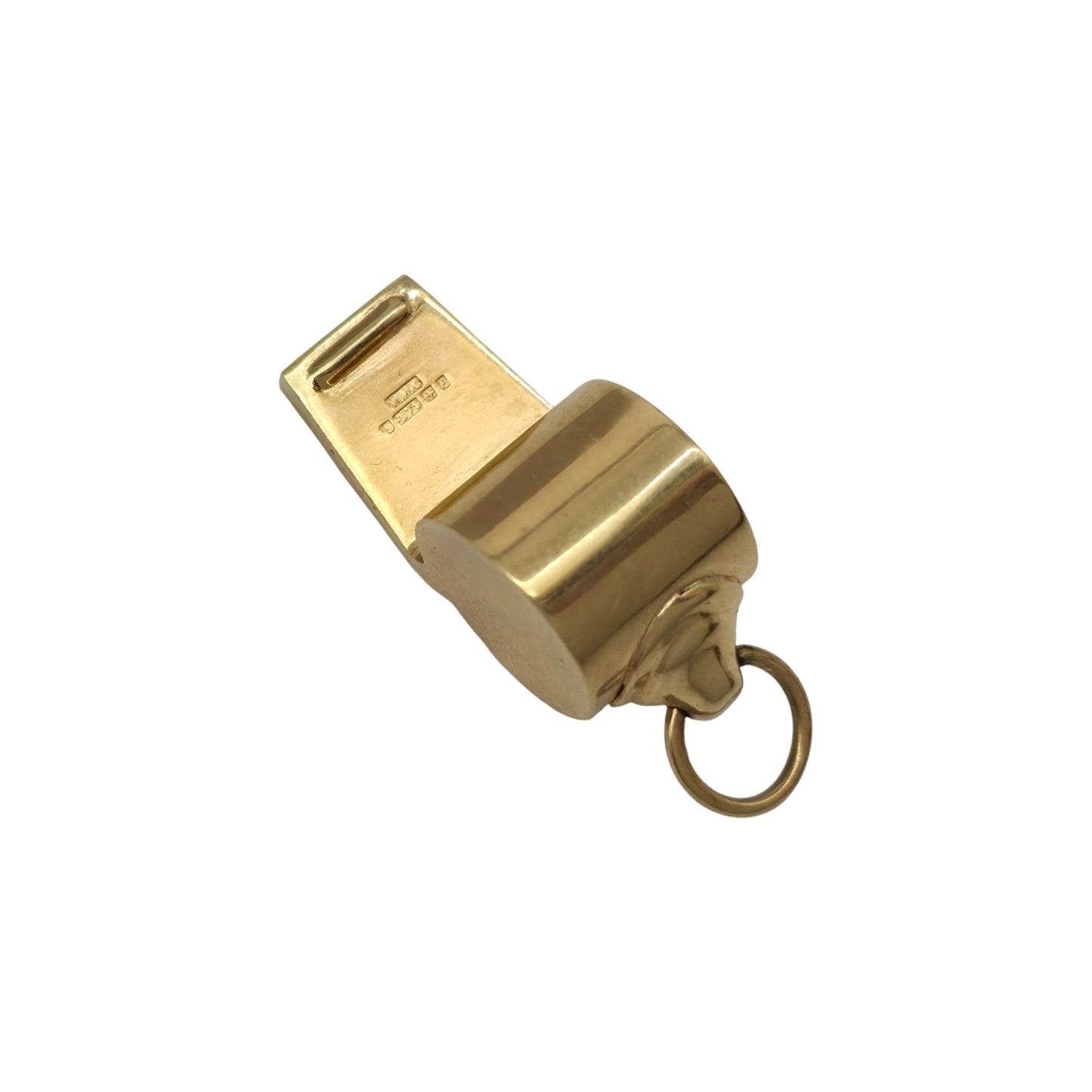 9ct 375 Yellow Gold Whistle Charm 1964 L 2.2 cm 2.4 g.