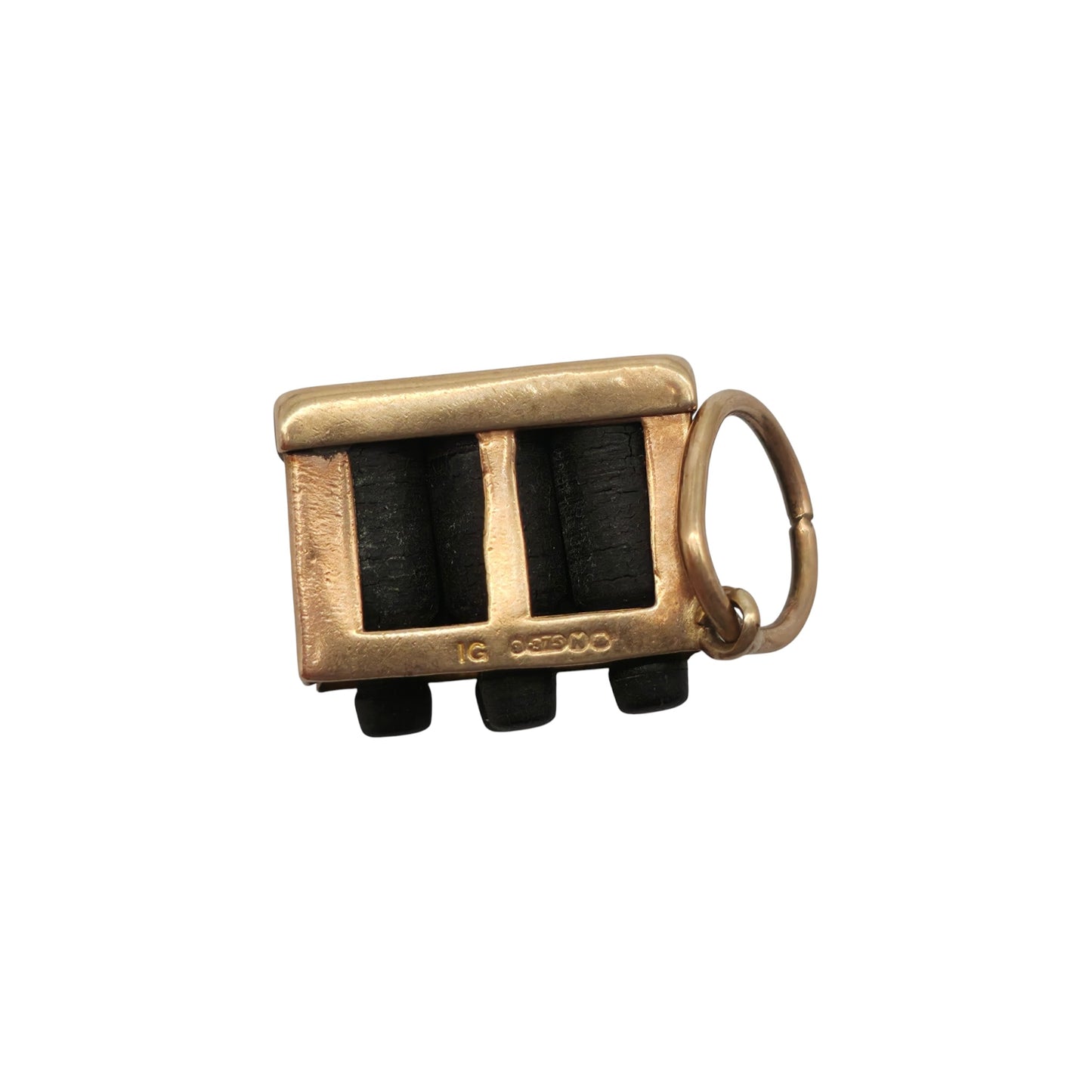 Unusual 9ct 375 Yellow Gold Wine Crate Charm 1947 L 1.3 cm 2.7 g.