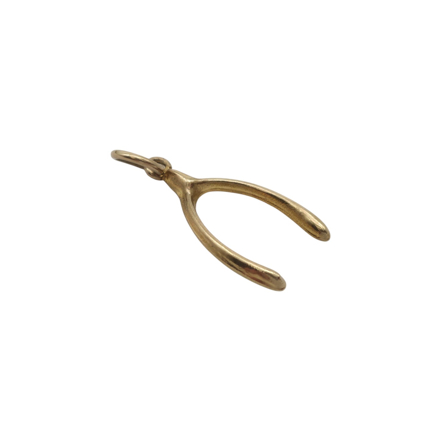 9ct 375 Yellow Gold Wishbone Charm 1966 L 1.5 cm 0.3 g.