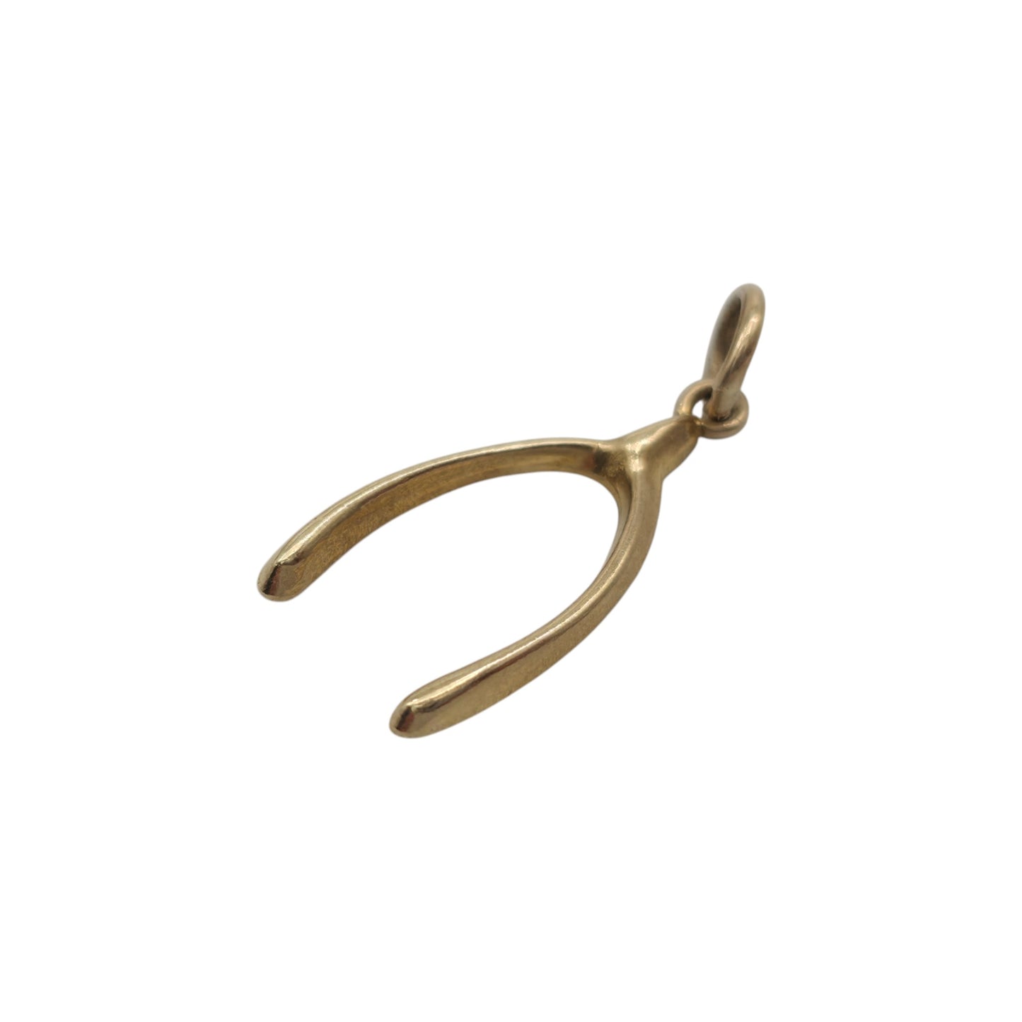 9ct 375 Yellow Gold Wishbone Charm 1966 L 1.5 cm 0.3 g.