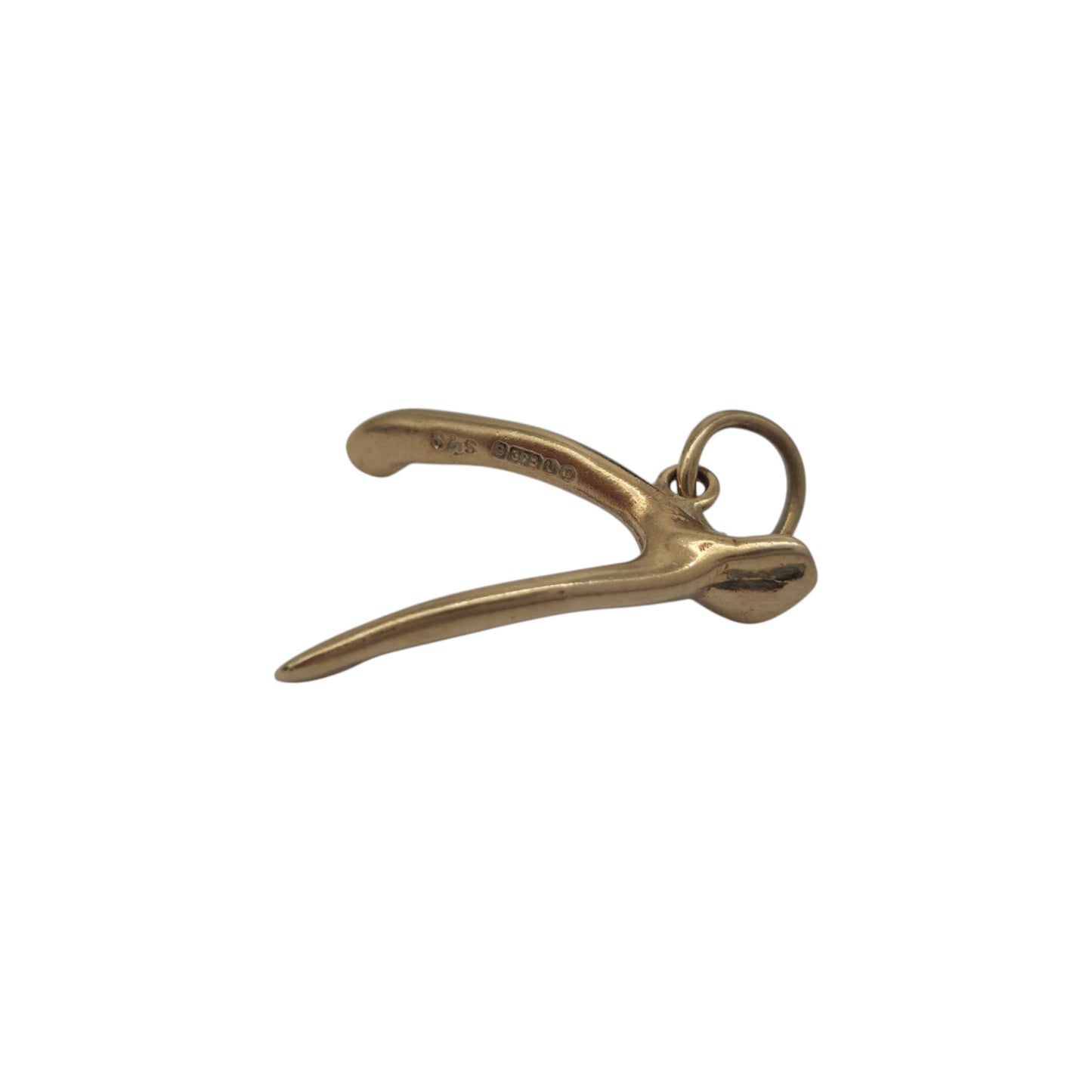 9ct 375 Yellow Gold Wishbone Charm 1955 L 1.7 cm 1.0 g.