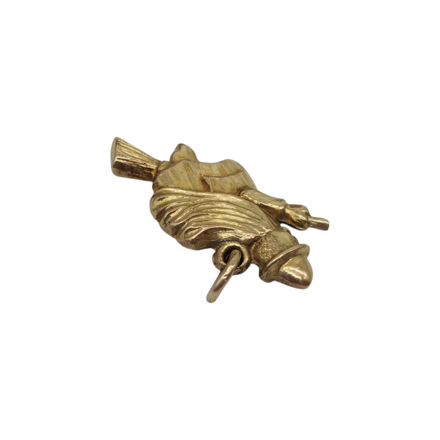 9ct Yellow Gold Witch On Broomstick Charm L 1.8 cm 0.6 g.