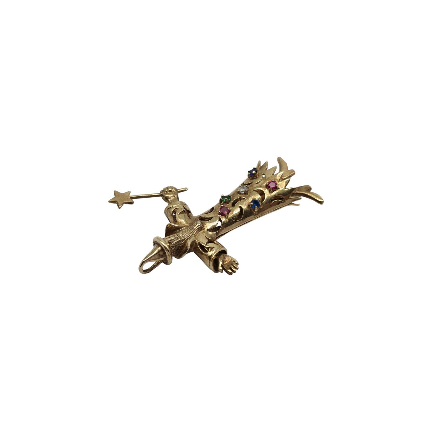 Heavy 9ct 375 Yellow Gold Articulated Wizard Pendant L 5.5 cm 16.6 g.