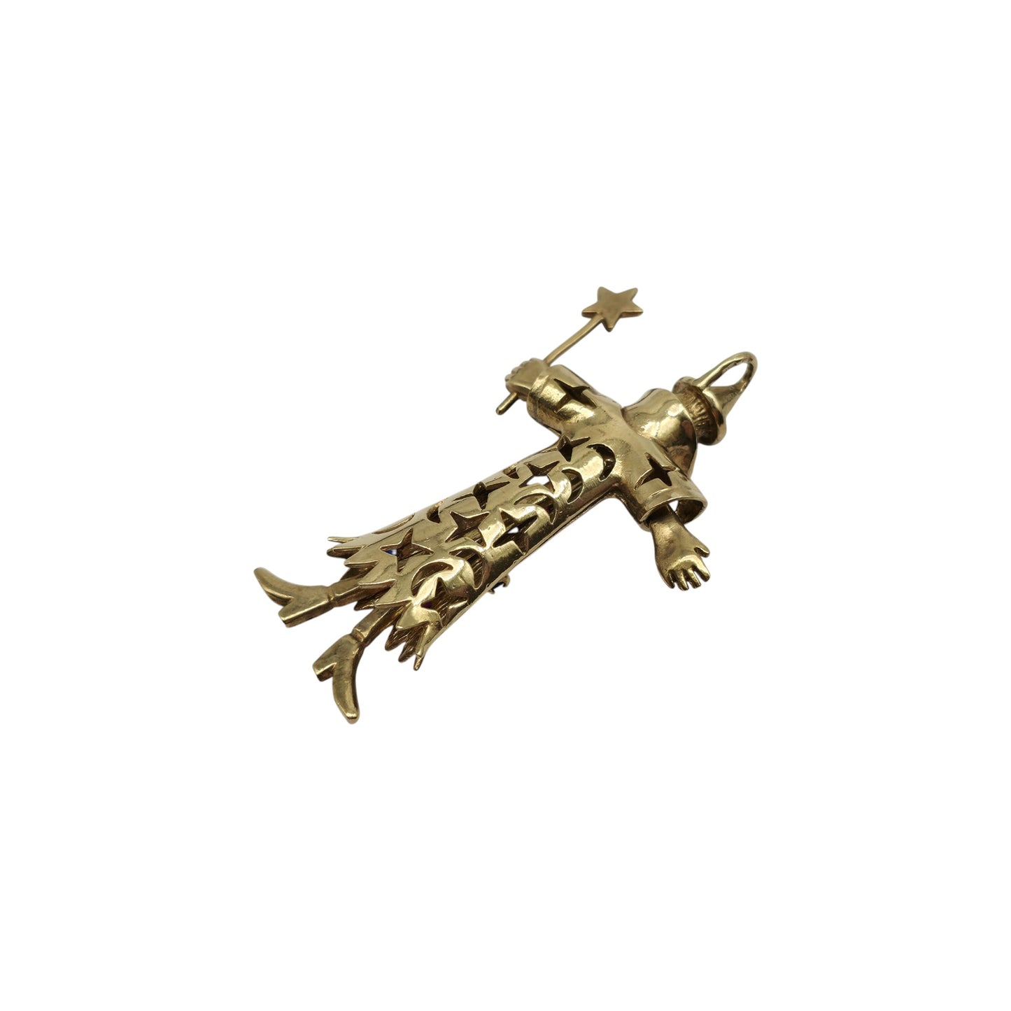 Heavy 9ct 375 Yellow Gold Articulated Wizard Pendant L 5.5 cm 16.6 g.