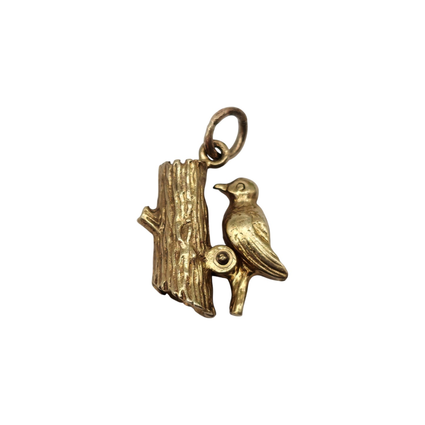 9ct 375 Yellow Gold Articulated Woodpecker Charm 1973 L 1.5 cm 3.4 g.