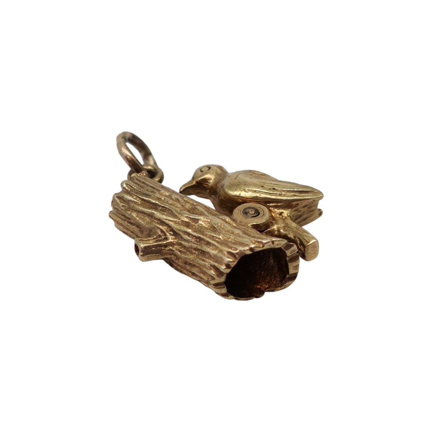 9ct 375 Yellow Gold Articulated Woodpecker Charm 1973 L 1.5 cm 3.4 g.
