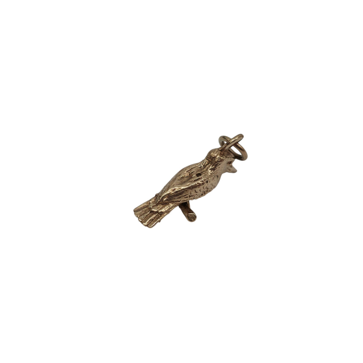 Cast 9ct Yellow Gold Woodpecker Charm L 1.9 cm 3.0 g.