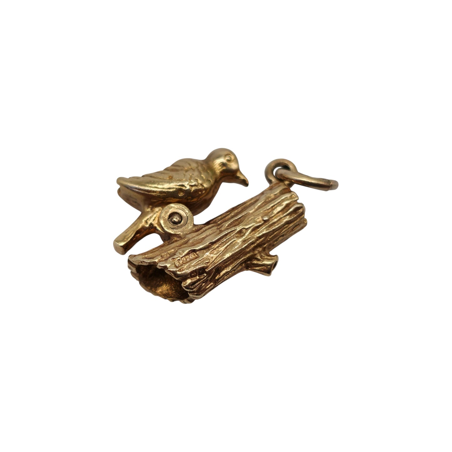 9ct 375 Yellow Gold Articulated Woodpecker Charm 1973 L 1.5 cm 3.4 g.
