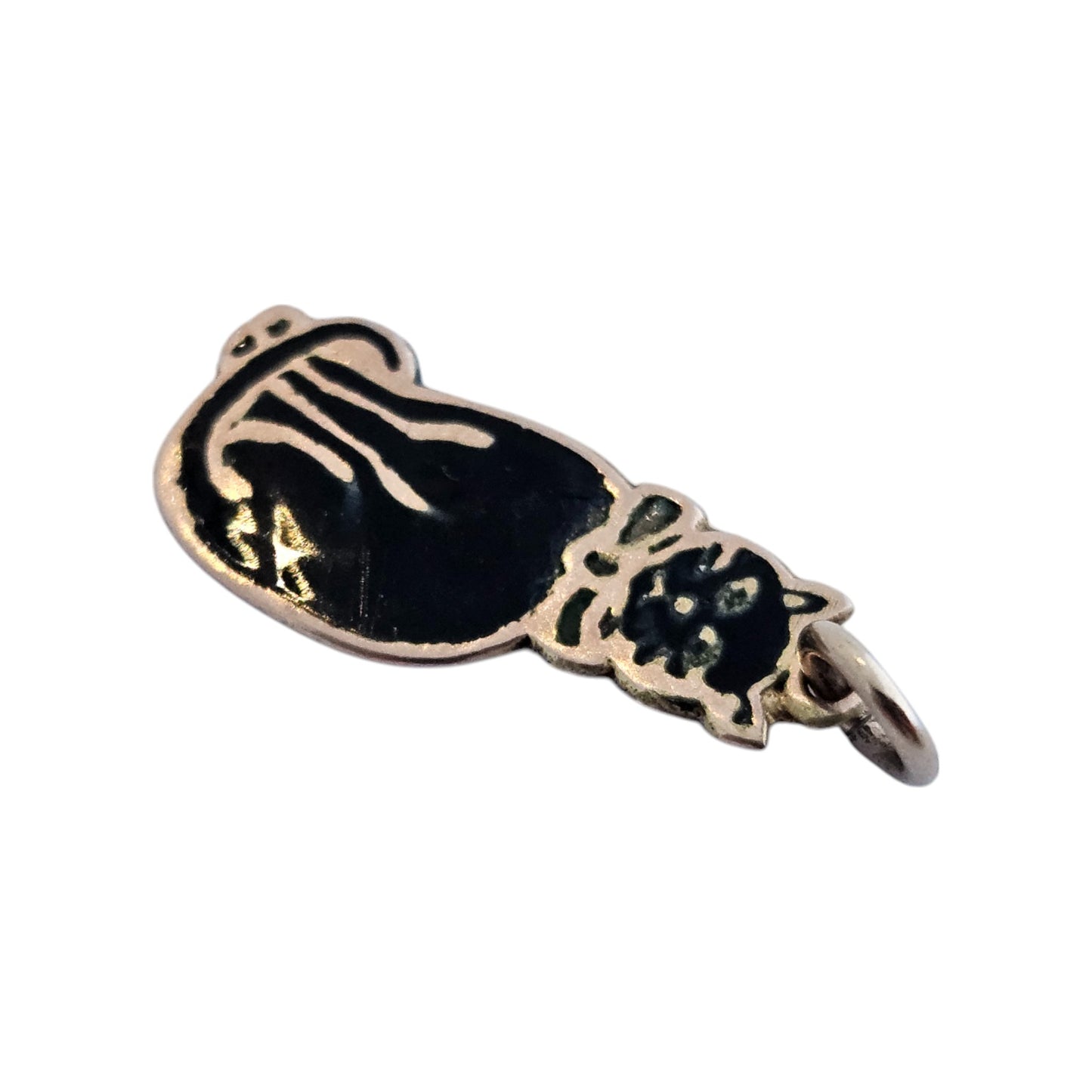 9ct Rose Gold & Black Enamel Cat Charm c.1920 L 2.0 cm 1.1 g.