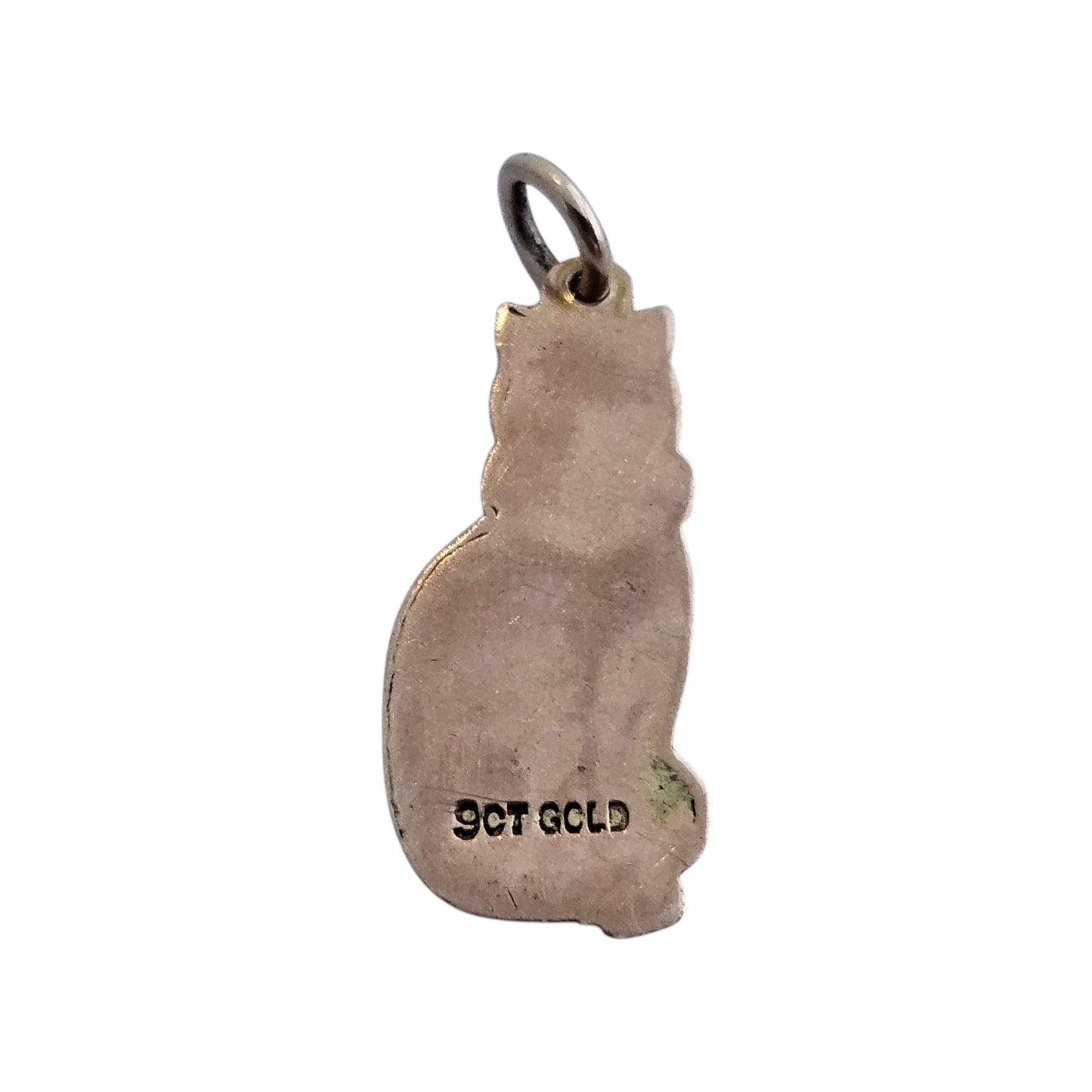 9ct Rose Gold & Black Enamel Cat Charm c.1920 L 2.0 cm 1.1 g.