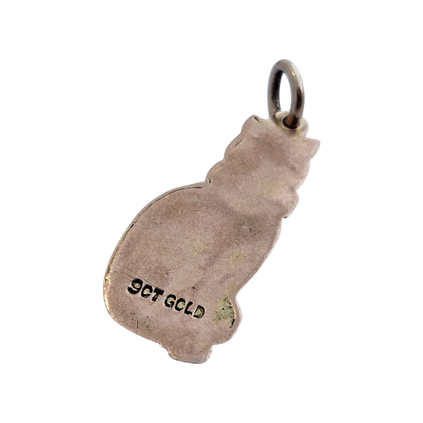 9ct Rose Gold & Black Enamel Cat Charm c.1920 L 2.0 cm 1.1 g.