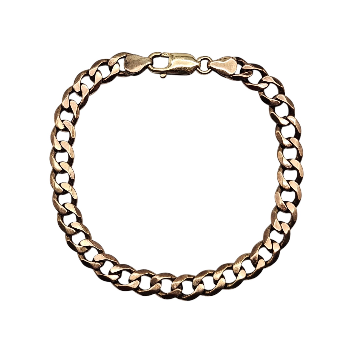 9ct 375 Rose Gold Curb Link Bracelet 2001 L 22.2 cm 17.0 g