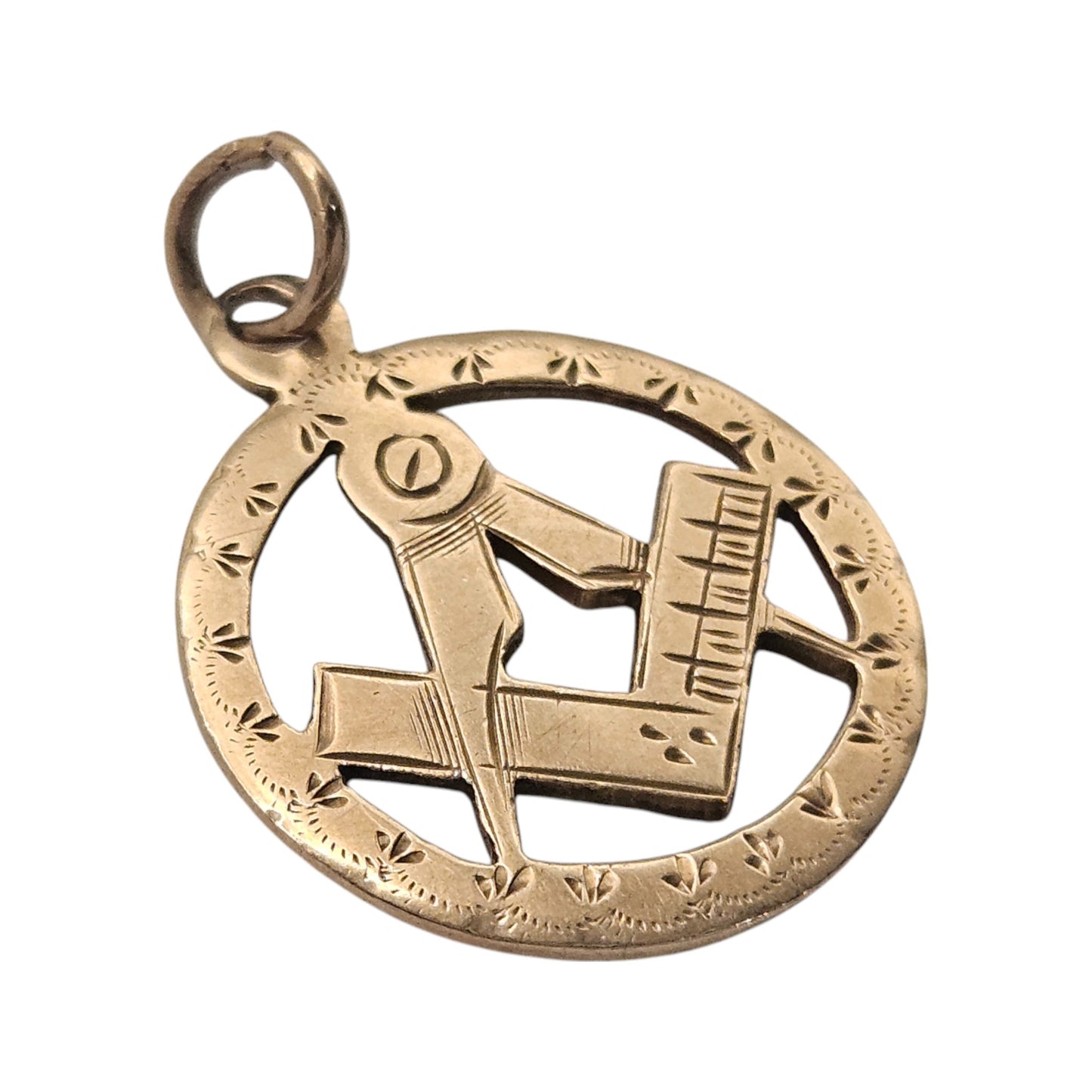 Chester 9ct 375 Rose Gold Masonic Fob c.1905 L 1.9 cm 2.0 g.