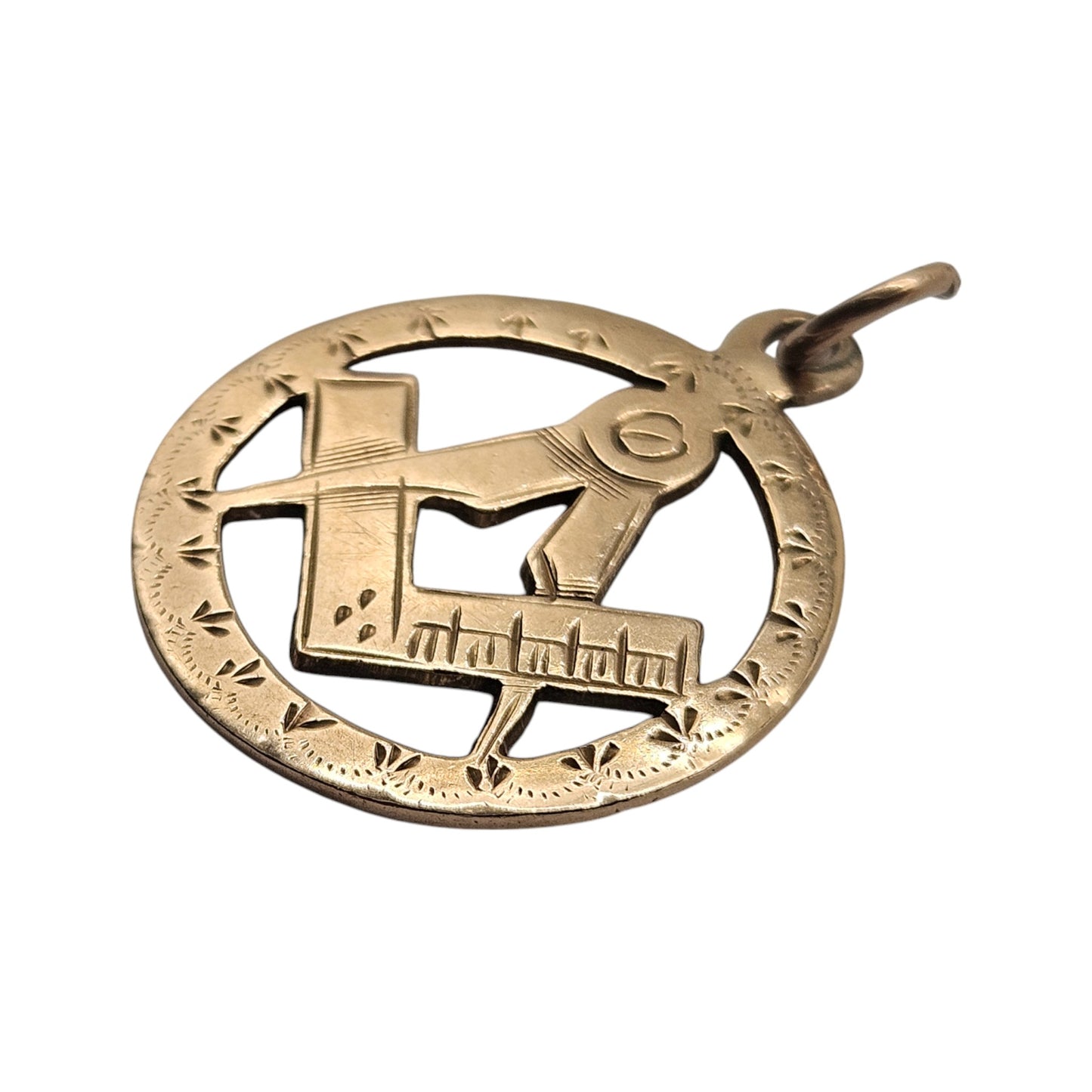 Chester 9ct 375 Rose Gold Masonic Fob c.1905 L 1.9 cm 2.0 g.