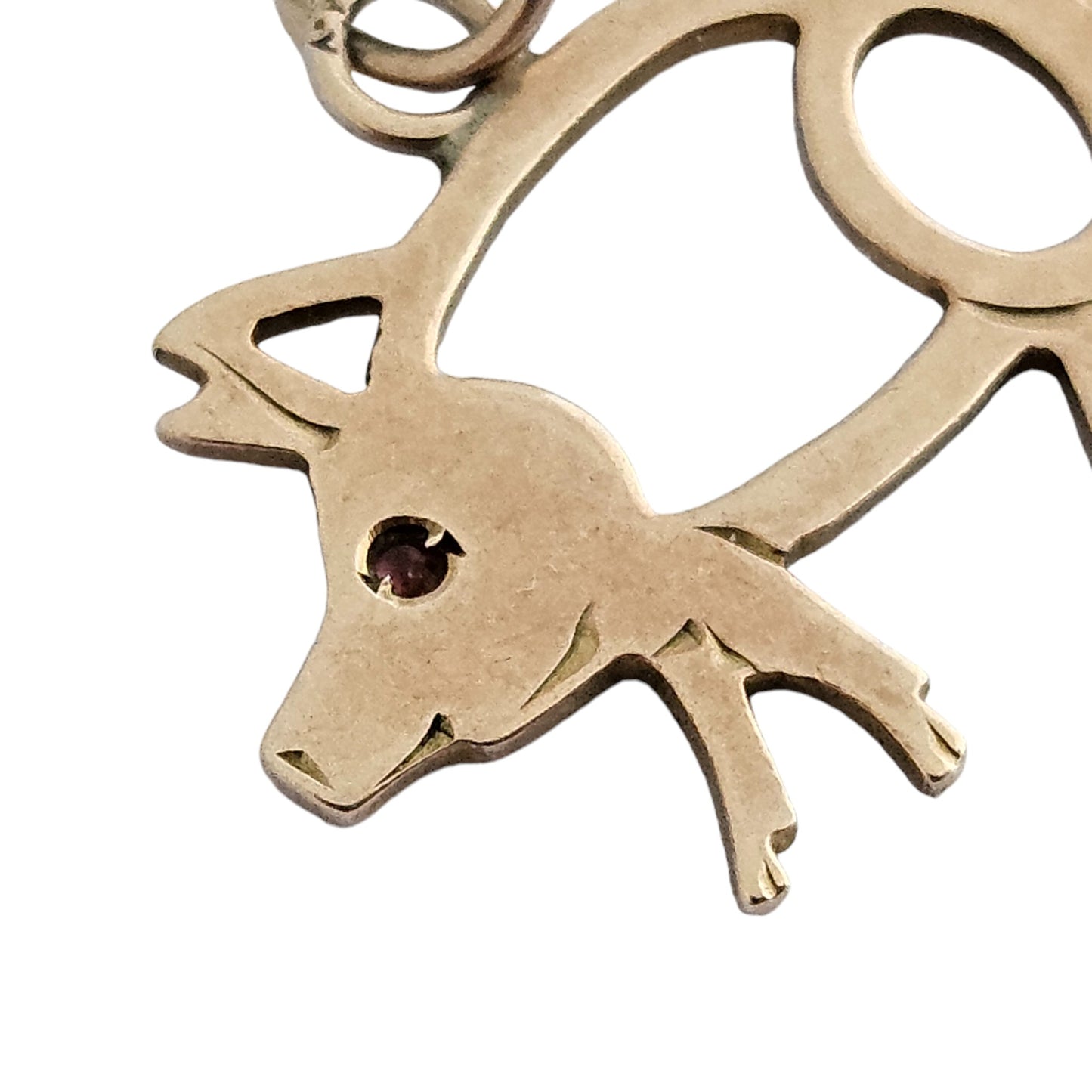 Antique 9ct Rose Gold Pig Charm with Cabochon Ruby c.1900 L 1.9 cm 0.8 g