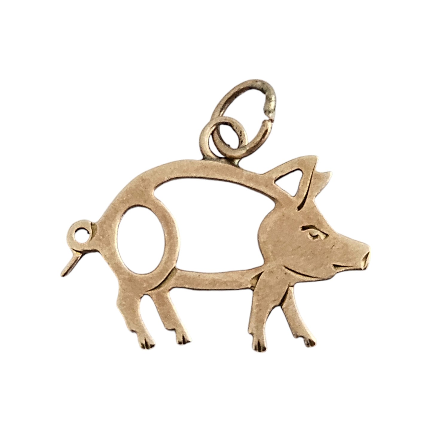 Antique 9ct Rose Gold Pig Charm with Cabochon Ruby c.1900 L 1.9 cm 0.8 g