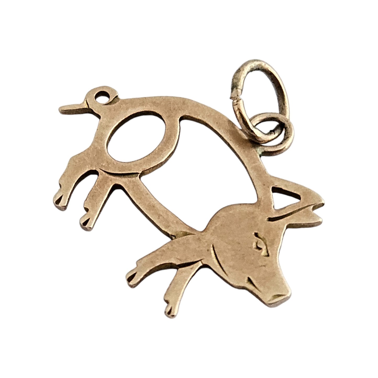 Antique 9ct Rose Gold Pig Charm with Cabochon Ruby c.1900 L 1.9 cm 0.8 g