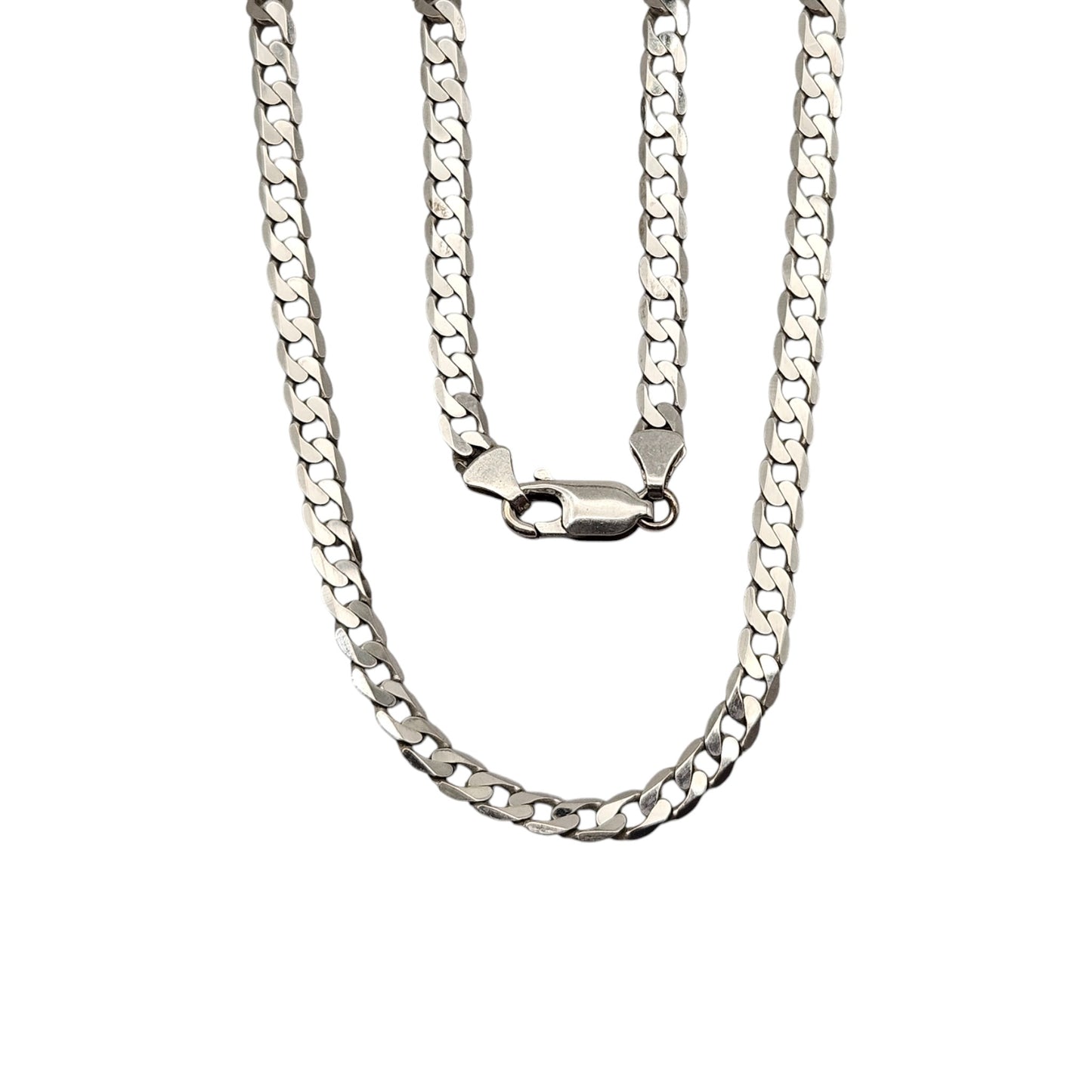 9ct 375 White Gold Curb Link Chain L 50.8 cm 13.4 g.