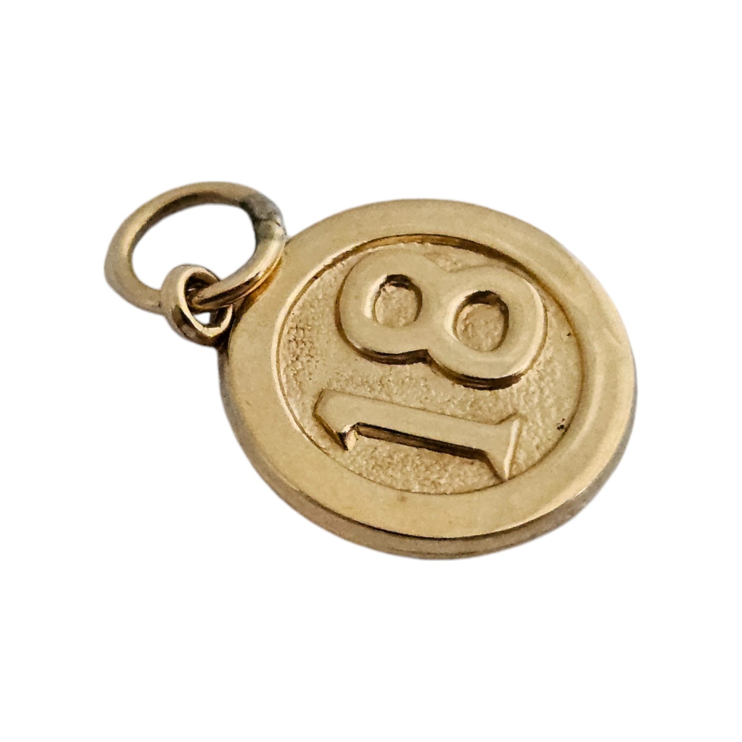 9ct 375 Yellow Gold "18" Charm 1973 Dia 1.3 cm 0.8 g