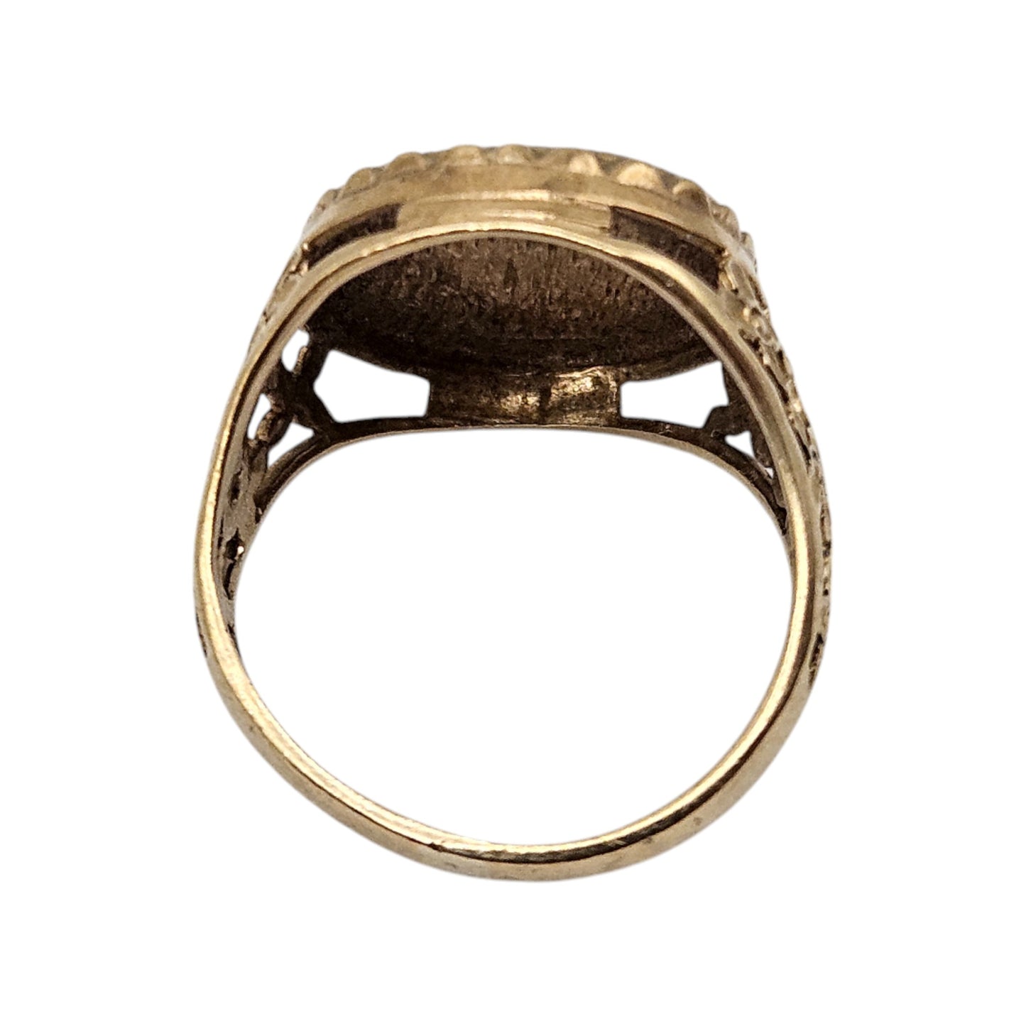 9ct 375 Yellow Gold Saint George and The Dragon Signet Ring 1991 Size I 1/2 2.8 g.