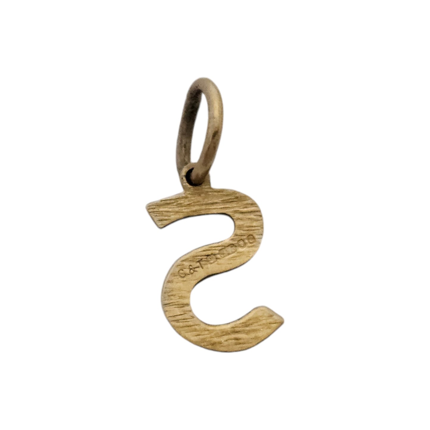 9ct 375 Yellow Gold Letter "S" Charm 1976 L 1.1 cm 0.5 g.