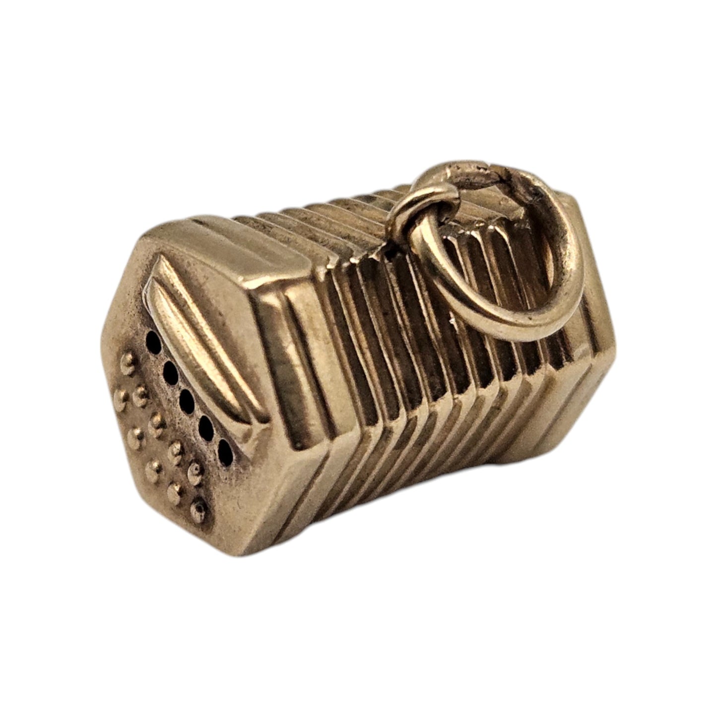 9ct 375 Yellow Gold Concertina Charm 1964 L 1.1 cm 1.0 g.