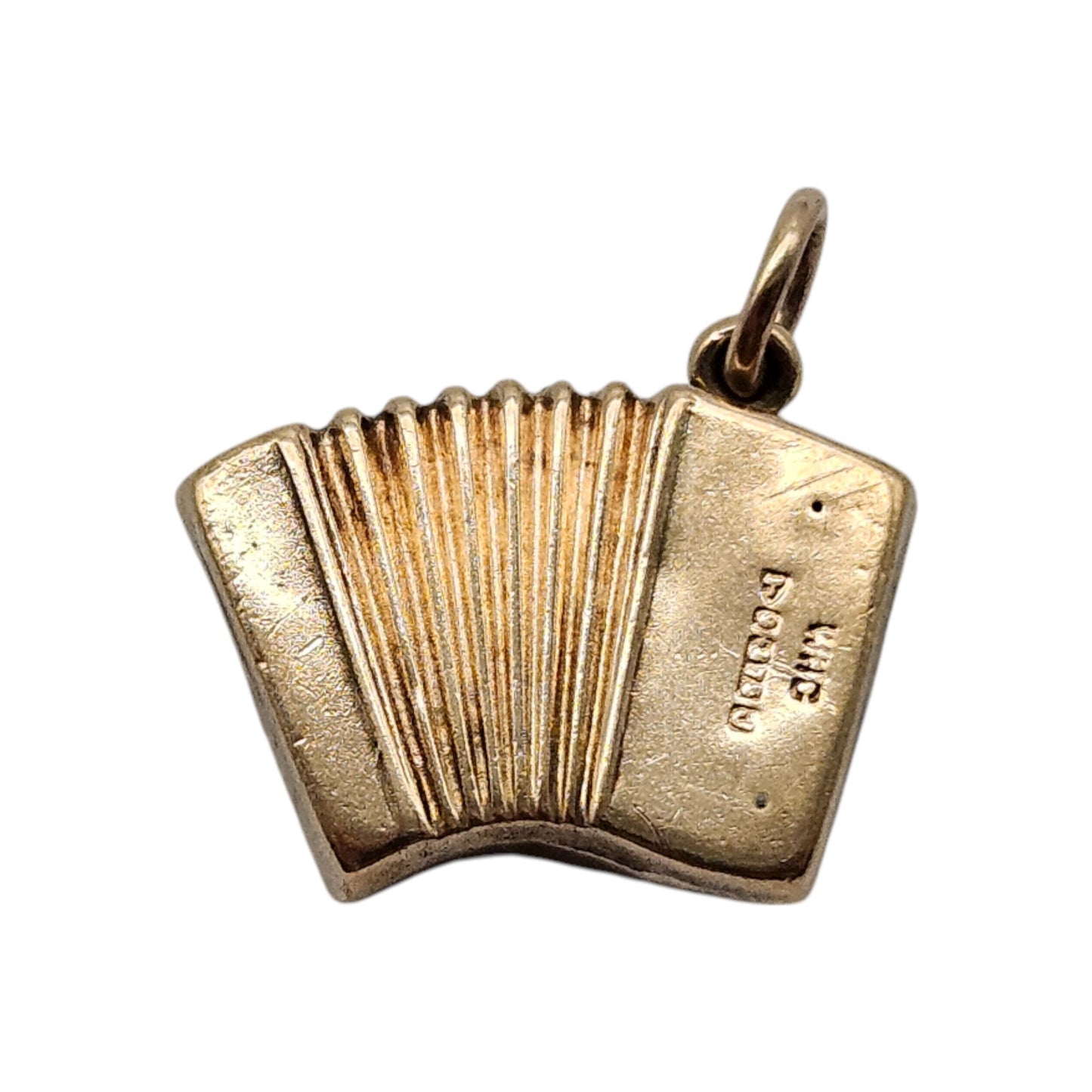 Chester 9ct 375 Yellow Gold Accordion Charm 1959 L 1.4 cm 0.9 g.