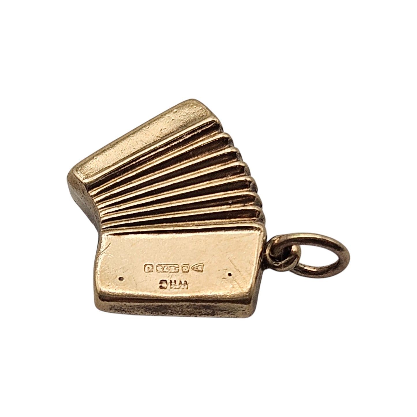 Chester 9ct 375 Yellow Gold Accordion Charm 1959 L 1.4 cm 0.9 g.