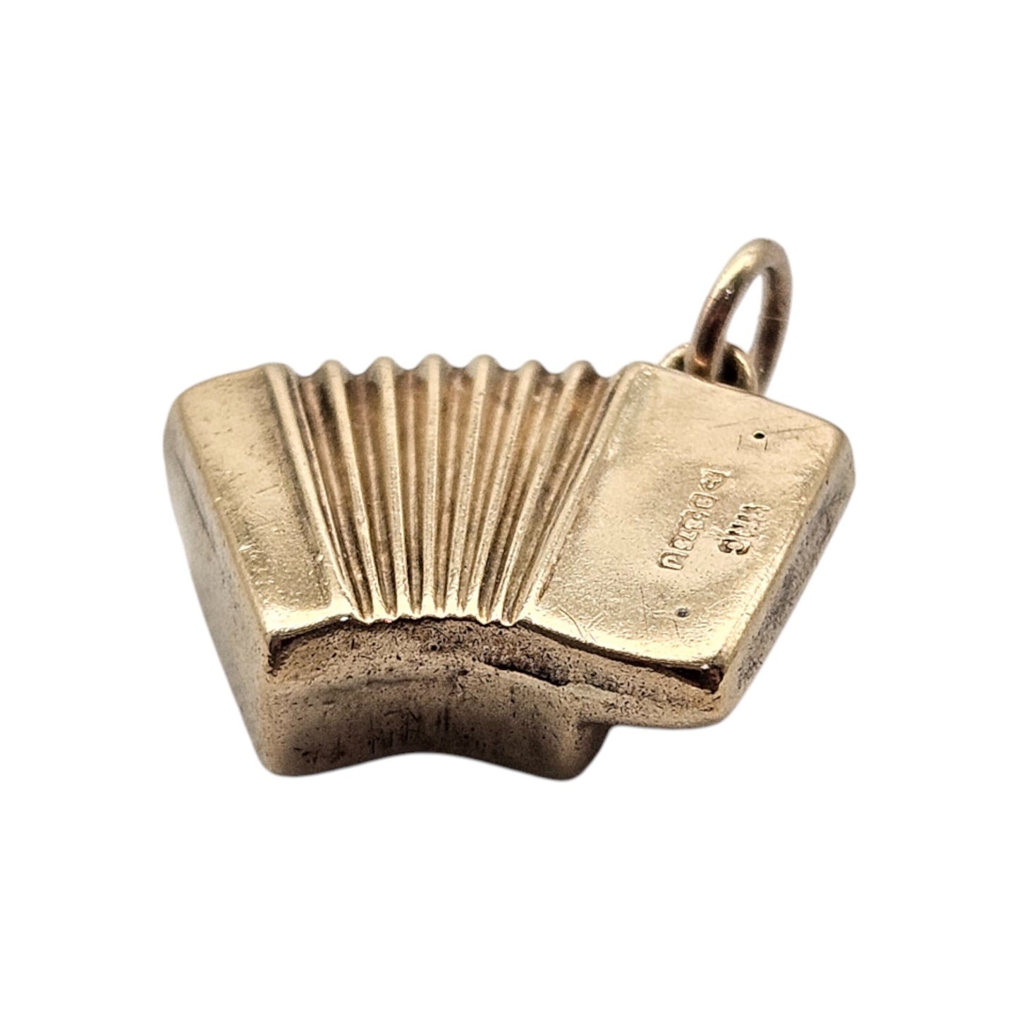 Chester 9ct 375 Yellow Gold Accordion Charm 1959 L 1.4 cm 0.9 g.