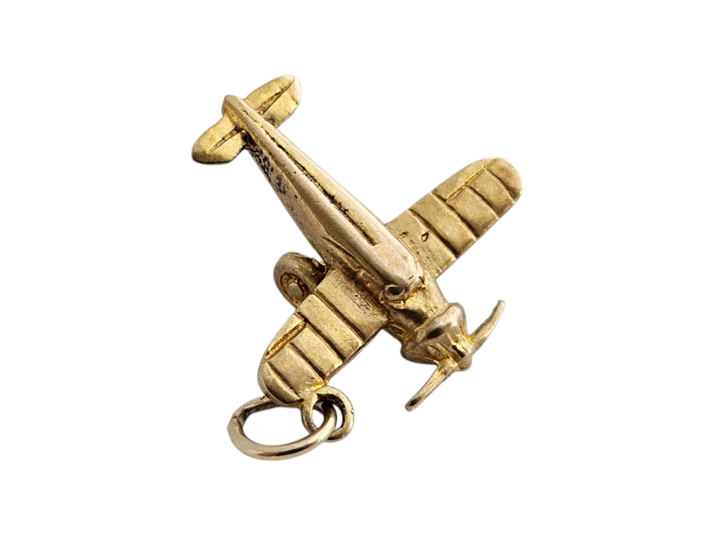 9ct 375 Yellow Gold Aeroplane Charm 1961 L 1.6 cm 1.9 g.