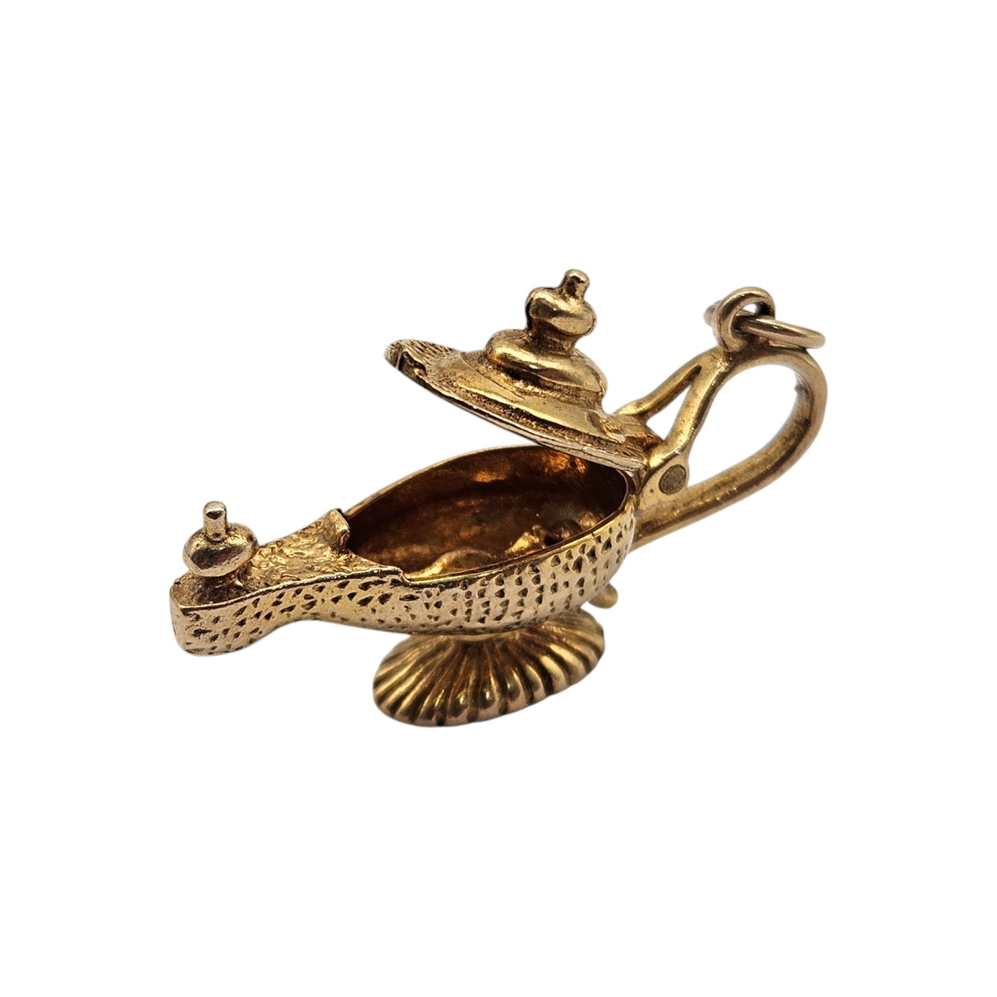 9ct 375 Yellow Gold Aladdin's Genie Lamp Opening Charm 1967 L 2.9 cm 4.4 g.