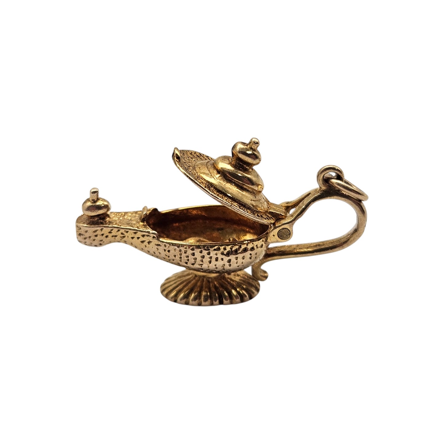 9ct 375 Yellow Gold Aladdin's Genie Lamp Opening Charm 1967 L 2.9 cm 4.4 g.