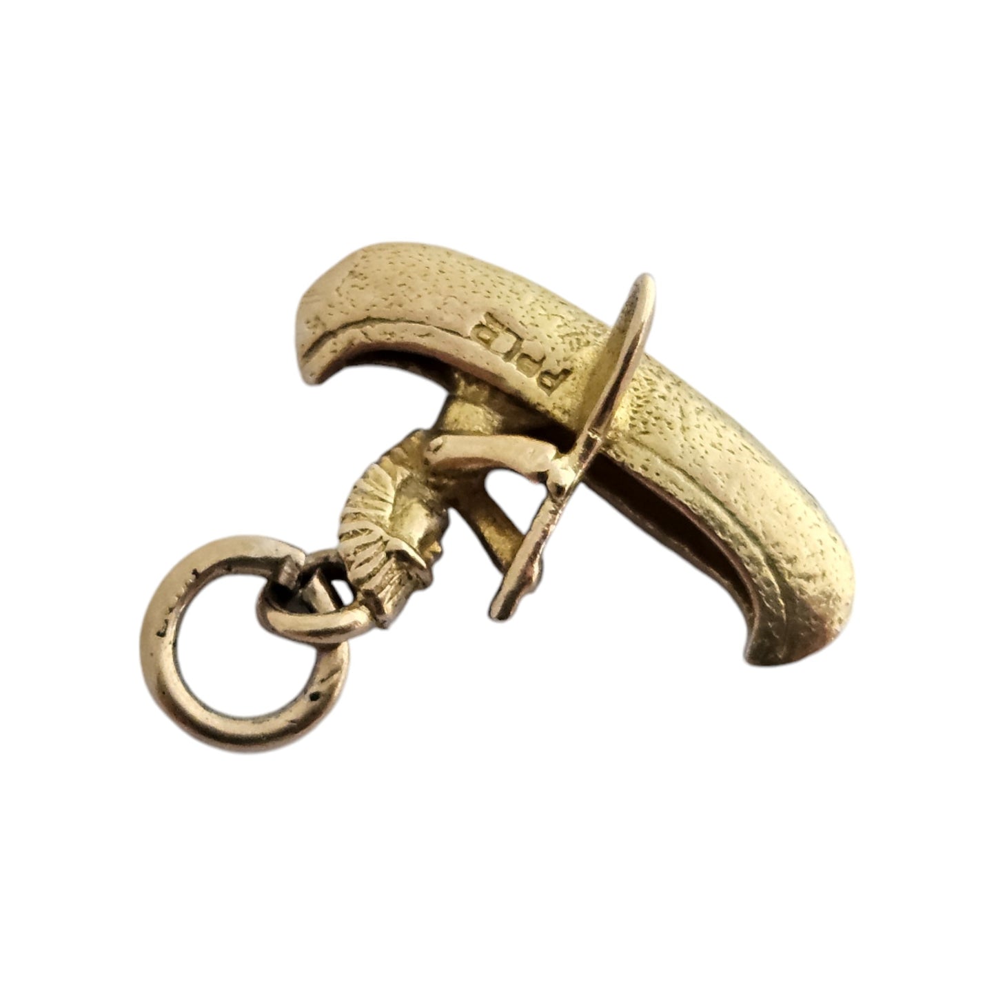 9ct 375 Yellow Gold American Indian in Canoe Charm c.1950's L 1.6 cm 1.3 g.