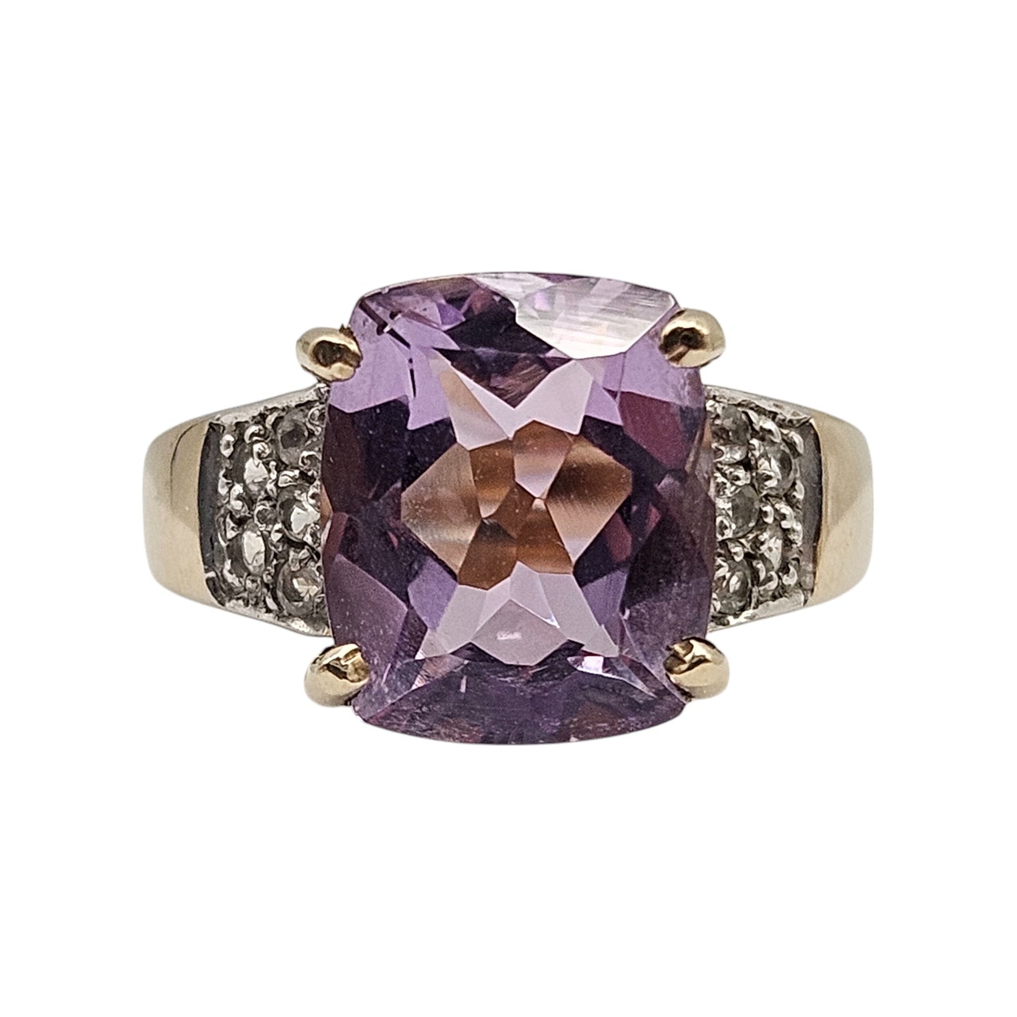 9ct 375 Yellow Gold Amethyst Ring Size N 5.0 g.