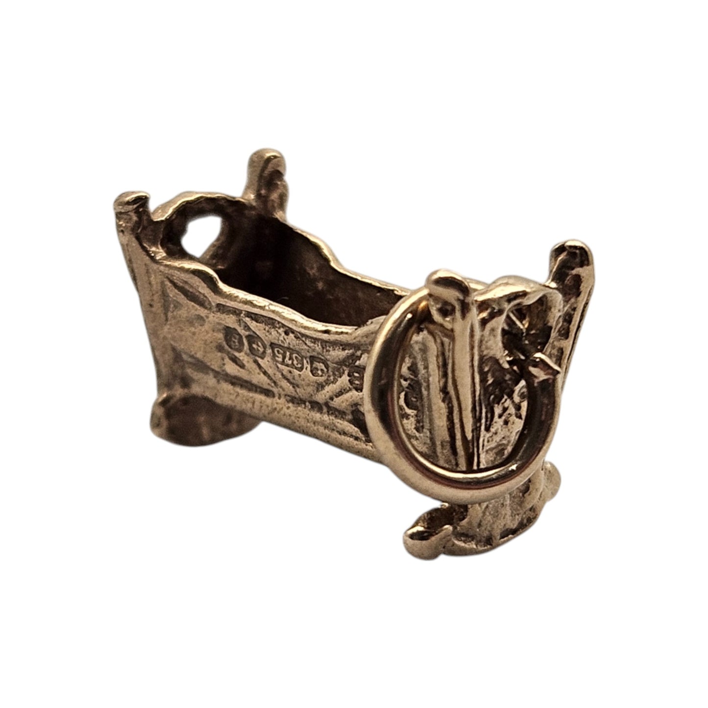 9ct 375 Yellow Gold Baby Cradle Charm 1976 L 1.1 cm 1.1 g.