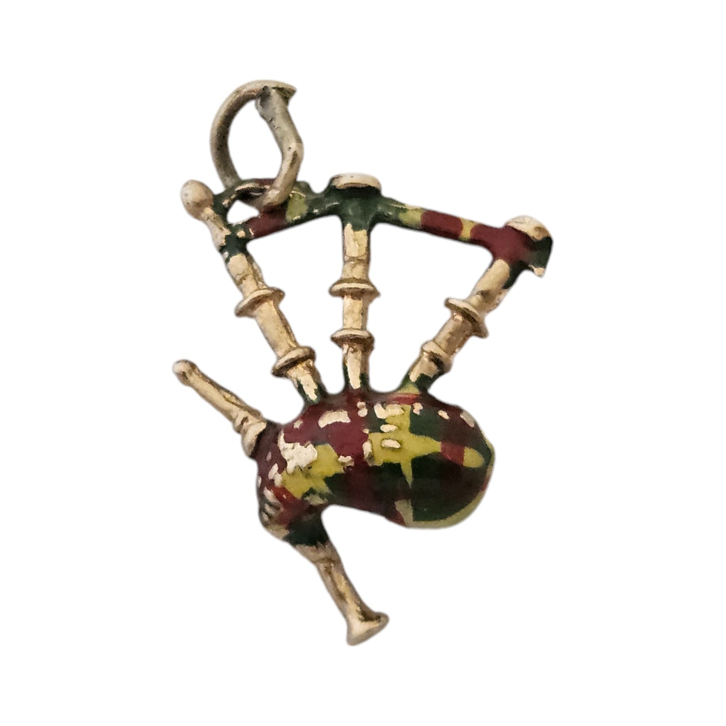 9ct 375 Yellow Gold & Enamel Bagpipes Charm c.1973 L 1.8 cm 1.8 g.