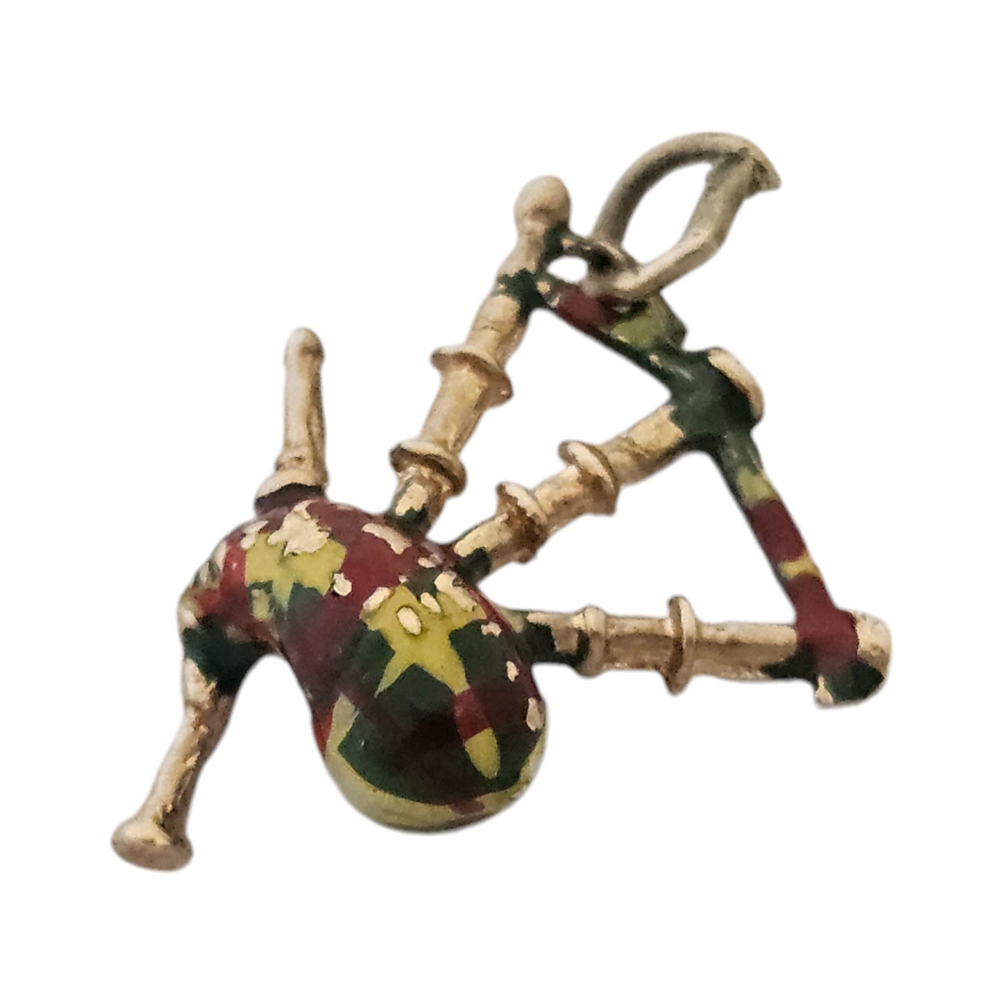 9ct 375 Yellow Gold & Enamel Bagpipes Charm c.1973 L 1.8 cm 1.8 g.