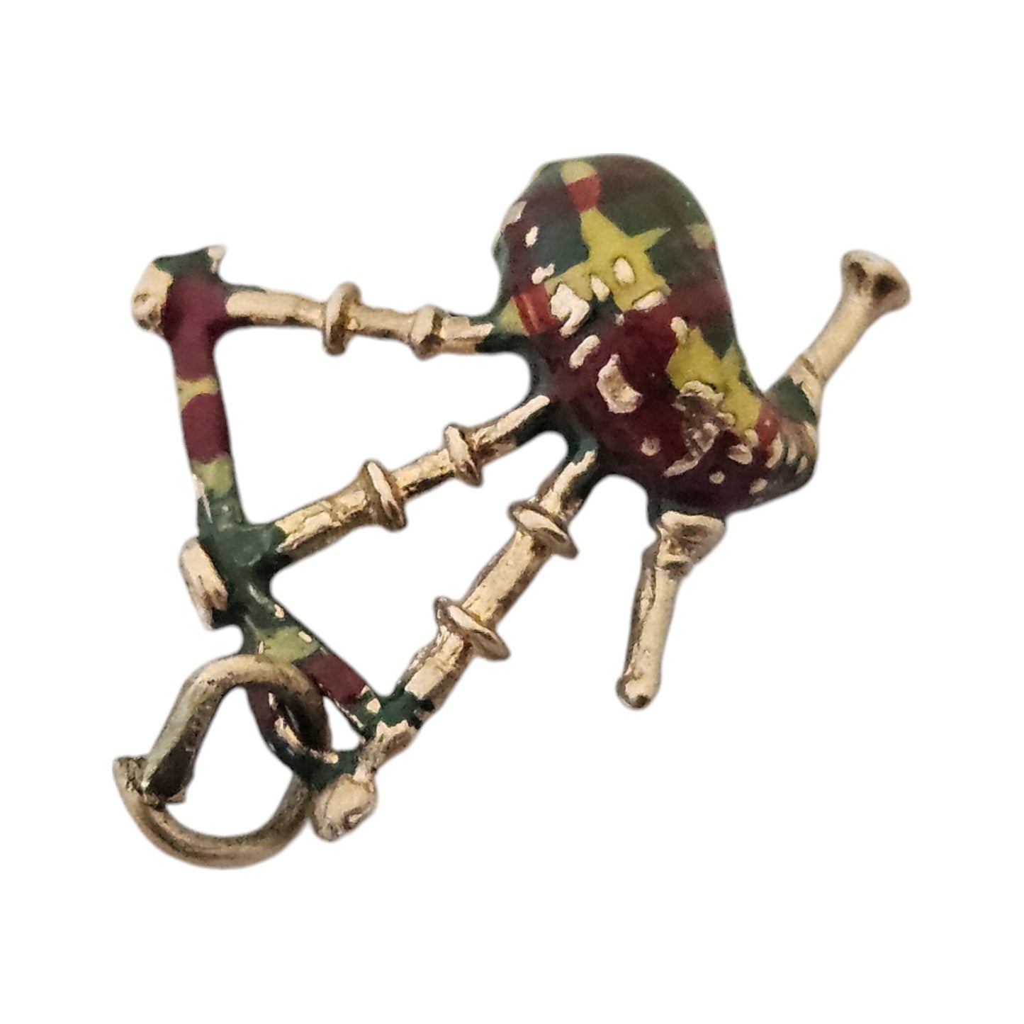 9ct 375 Yellow Gold & Enamel Bagpipes Charm c.1973 L 1.8 cm 1.8 g.