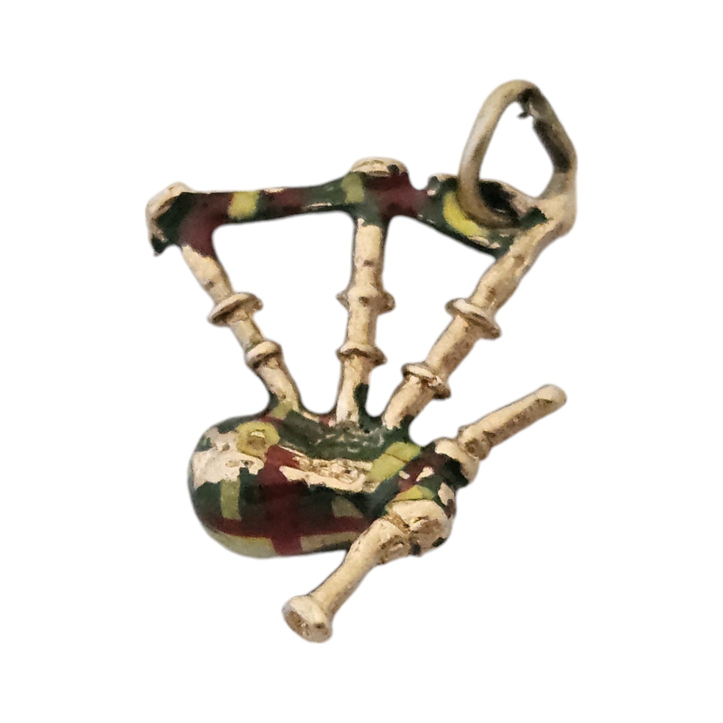 9ct 375 Yellow Gold & Enamel Bagpipes Charm c.1973 L 1.8 cm 1.8 g.