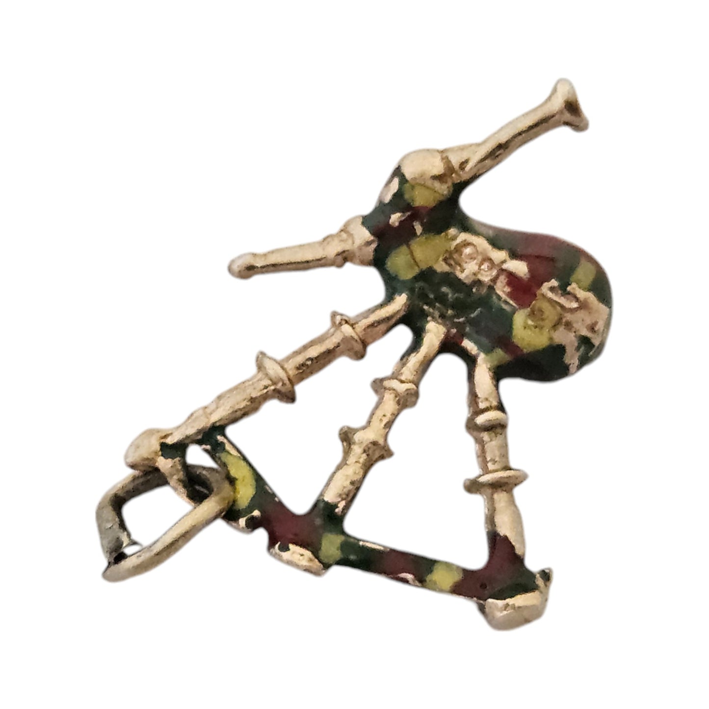 9ct 375 Yellow Gold & Enamel Bagpipes Charm c.1973 L 1.8 cm 1.8 g.