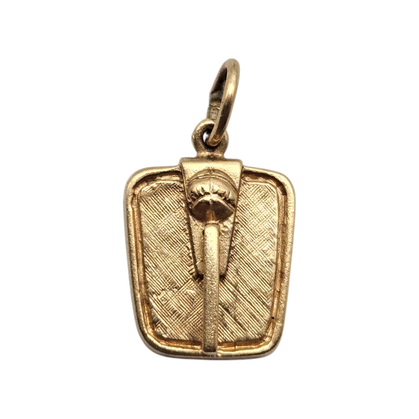 9ct 375 Yellow Gold Bathroom Scales Charm 1973 L 1.4 cm 3.3 g.