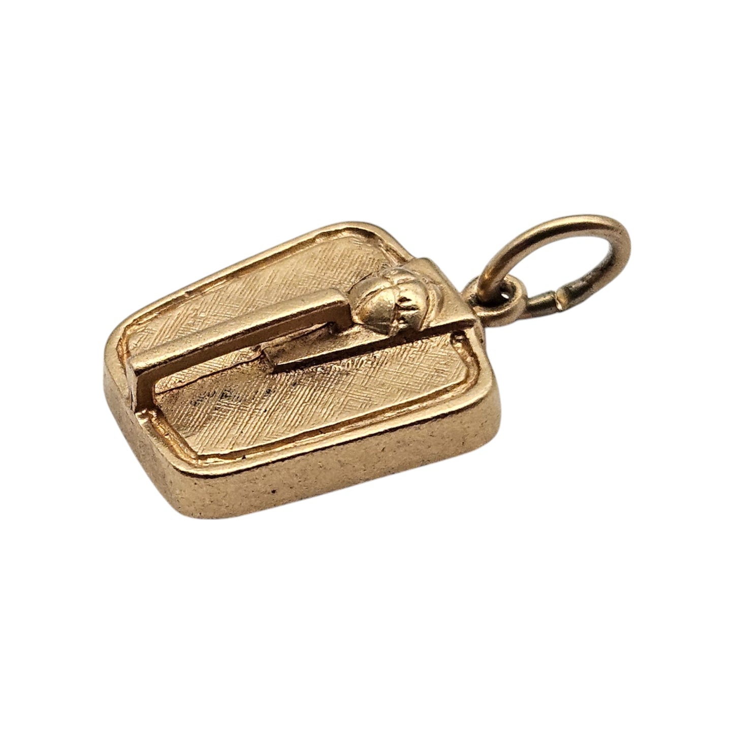 9ct 375 Yellow Gold Bathroom Scales Charm 1973 L 1.4 cm 3.3 g.