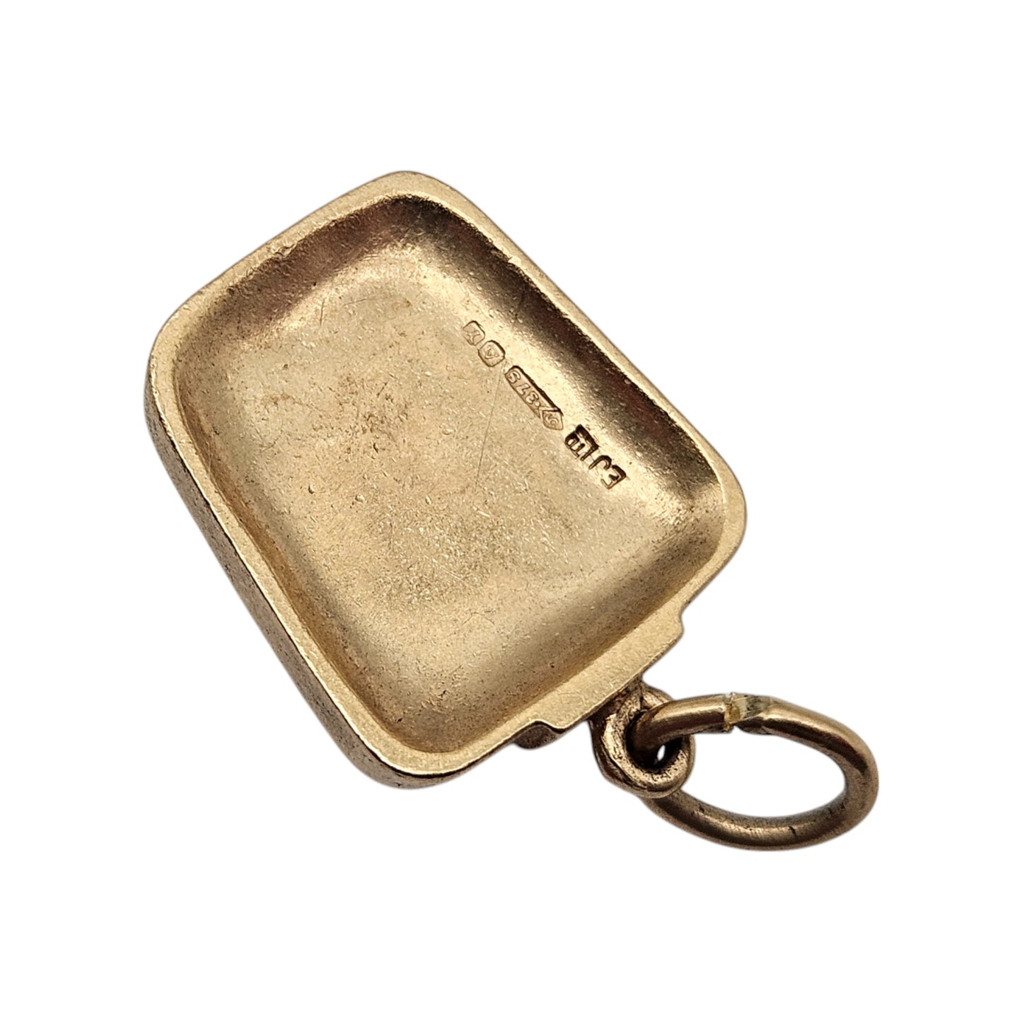 9ct 375 Yellow Gold Bathroom Scales Charm 1973 L 1.4 cm 3.3 g.