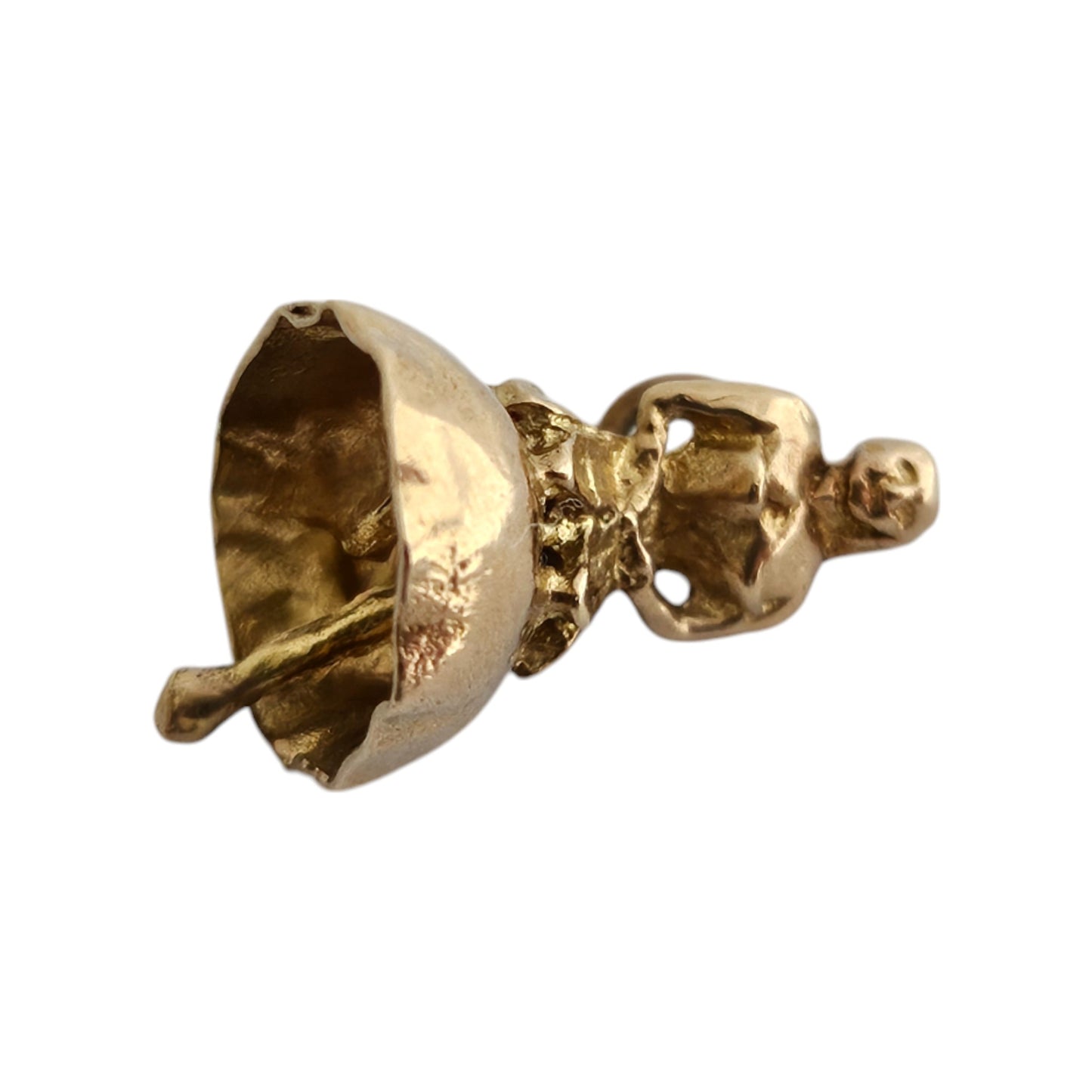 9ct 375 Yellow Gold Bell Charm 1957 L 1.5 cm 1.5 g.