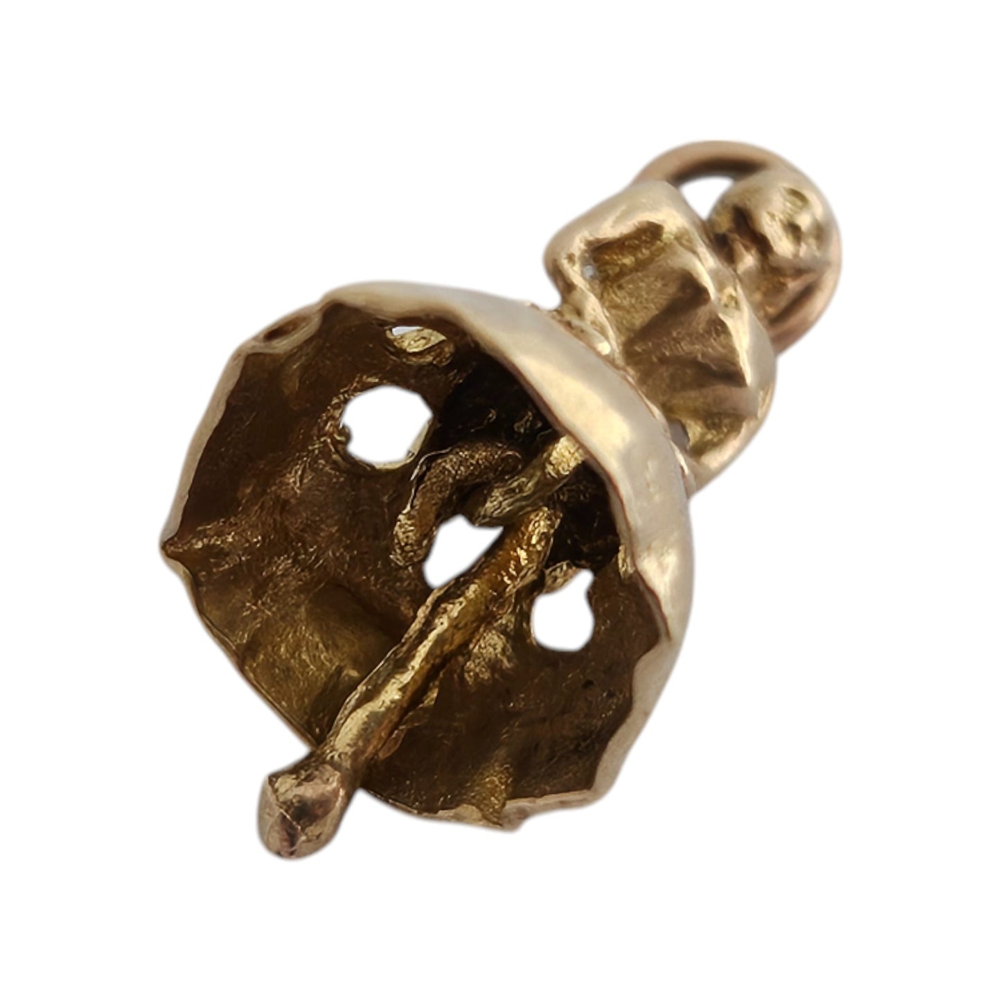 9ct 375 Yellow Gold Bell Charm 1957 L 1.5 cm 1.5 g.