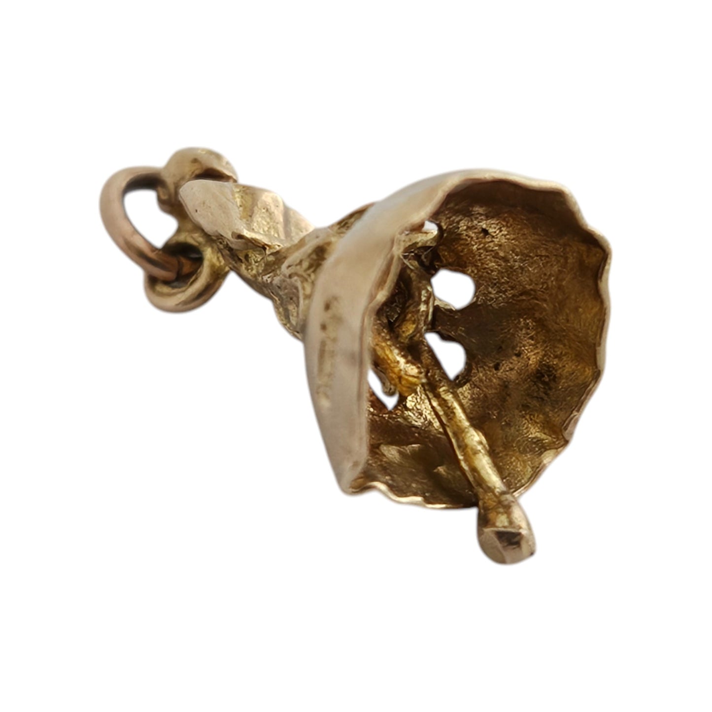 9ct 375 Yellow Gold Bell Charm 1957 L 1.5 cm 1.5 g.