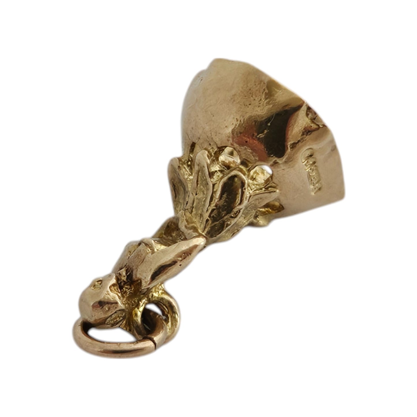 9ct 375 Yellow Gold Bell Charm 1957 L 1.5 cm 1.5 g.