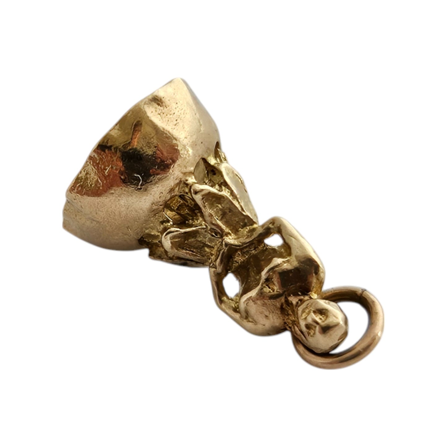 9ct 375 Yellow Gold Bell Charm 1957 L 1.5 cm 1.5 g.